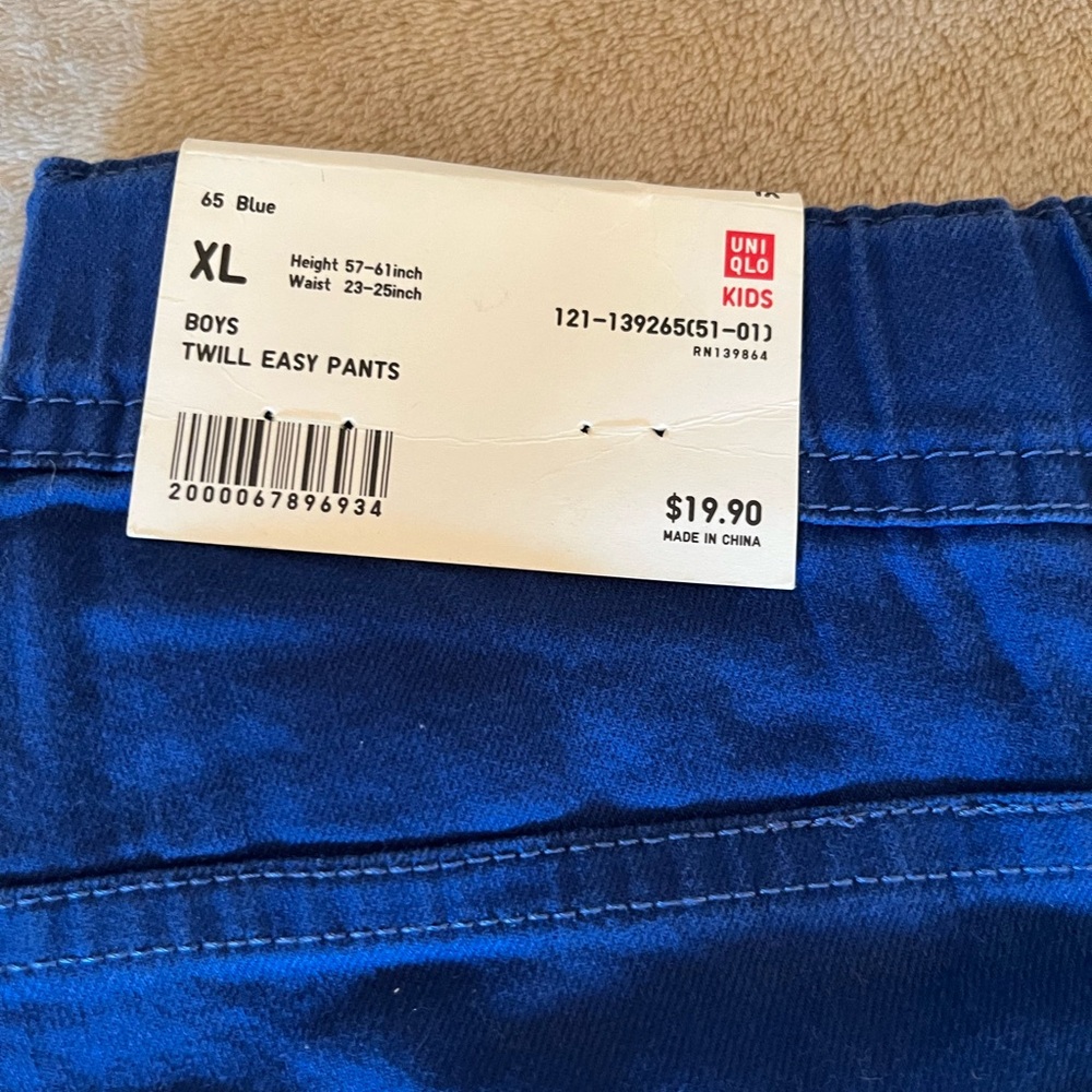 NWT UNIQLO Boys TWILL Easy Pants Height 57-61 inch Waist 23- 25 Inch 92%Cotton - Picture 5 of 9